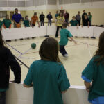 Children playing indoor gaga games