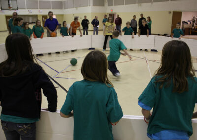 Children playing indoor gaga games