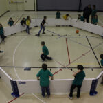 Children playing indoor game of Gaga Ball using Octopit