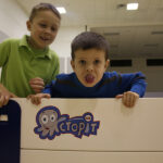 Children playing Gaga Ball indoors with Octopit USA