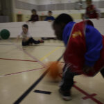 Playing gaga ball in the Octopit USA gaga ball pit.