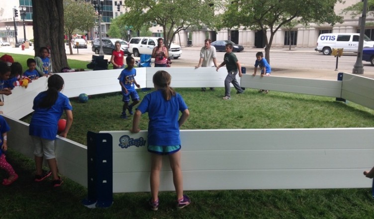 Outdoor Gaga ball pit setup of Octopit