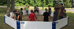 Kids playing octoball in the Octopit USA octoball pit.